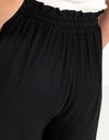 Dana Elastic Waist Linen/Cotton Pants in Black