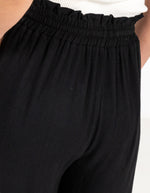 Dana Elastic Waist Linen/Cotton Pants in Black