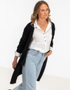 Chelsea Edge to Edge Cardigan with Pockets in Black