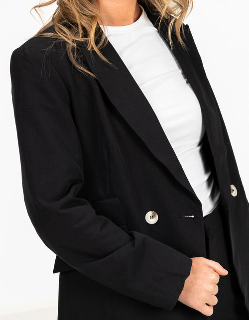 Blair Double Breasted Blazer in Black