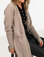 Chelsea Edge to Edge Cardigan with Pockets in Mocha