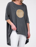 Harper Sequin Circle Tee in Gunmetal