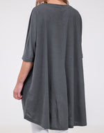 Harper Sequin Circle Tee in Gunmetal