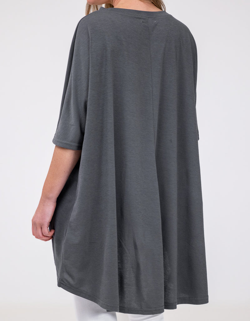 Harper Sequin Circle Tee in Gunmetal