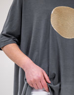 Harper Sequin Circle Tee in Gunmetal