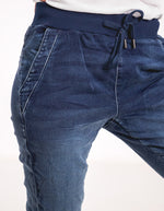 Riley Denim Jogger Pants in Blue Wash
