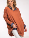 Agnes V Neck Oversize Knit Jumper in Rust