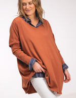 Agnes V Neck Oversize Knit Jumper in Rust
