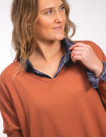 Agnes V Neck Oversize Knit Jumper in Rust