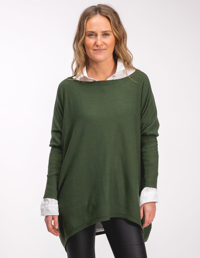 Willow Cotton Knit Jumper in Khaki