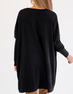 Agnes V Neck Oversize Knit Jumper in Black