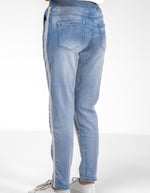 Boston Stretch Denim Joggers in Blue Wash