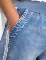 Boston Stretch Denim Joggers in Blue Wash