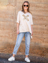 Xavier Sequin Cross Tee in Taupe
