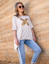 Xavier Sequin Cross Tee in Taupe