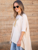 Xavier Sequin Cross Tee in Taupe