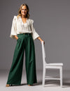 Celestia Tailored Wide Leg Pants in Emerald