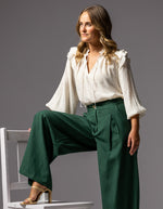 Celestia Tailored Wide Leg Pants in Emerald