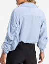 Imogen Drawstring Sleeve Shirt in Blue/White Stripe