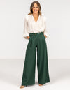 Celestia Tailored Wide Leg Pants in Emerald