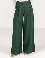 Celestia Tailored Wide Leg Pants in Emerald