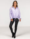 Pippa Lightweight Bomber Jacket with Drawstring in Lilac