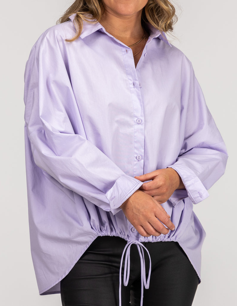 Pippa Lightweight Bomber Jacket with Drawstring in Lilac