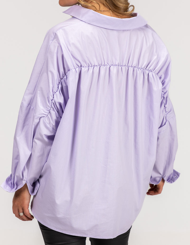 Pippa Lightweight Bomber Jacket with Drawstring in Lilac
