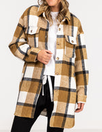 Indie Oversized Shacket with Pockets in Tan Check