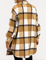 Indie Oversized Shacket with Pockets in Tan Check