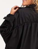 Pippa Lightweight Bomber Jacket with Drawstring in Black