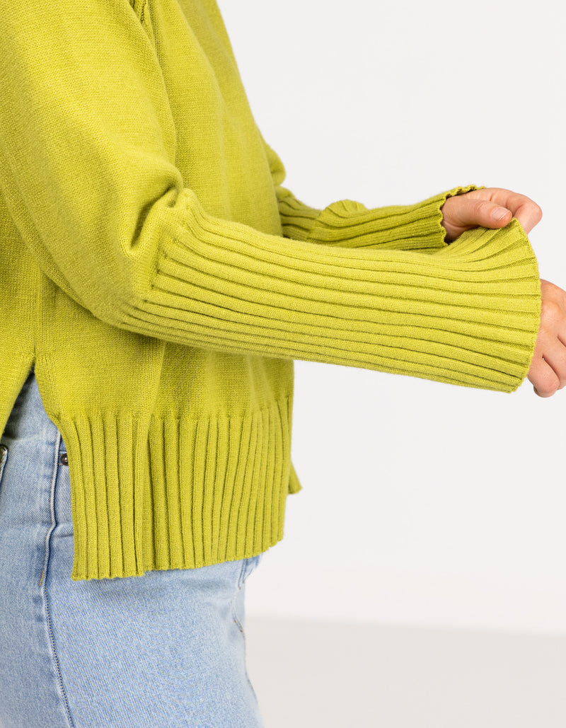 Hazel Roll Neck Knit Jumper in Citrus Green