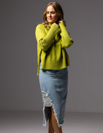 Hazel Roll Neck Knit Jumper in Citrus Green