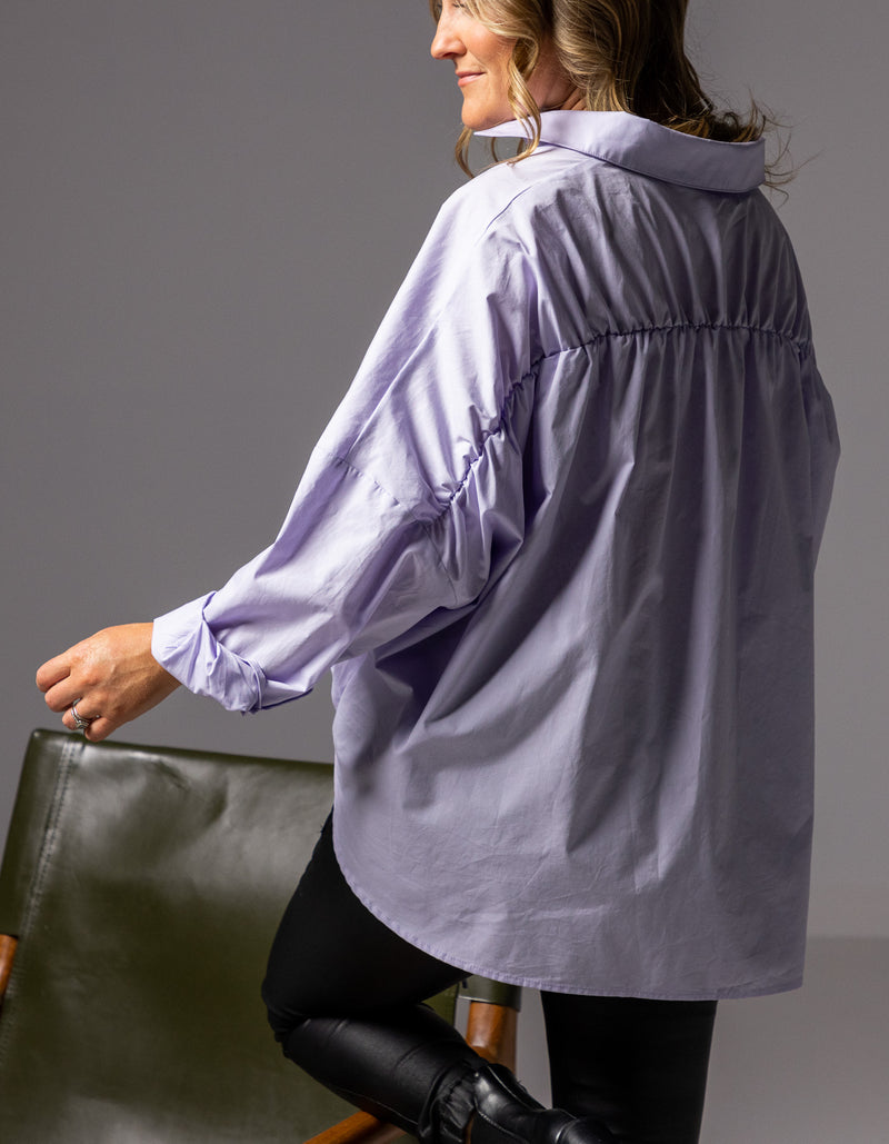 Pippa Lightweight Bomber Jacket with Drawstring in Lilac