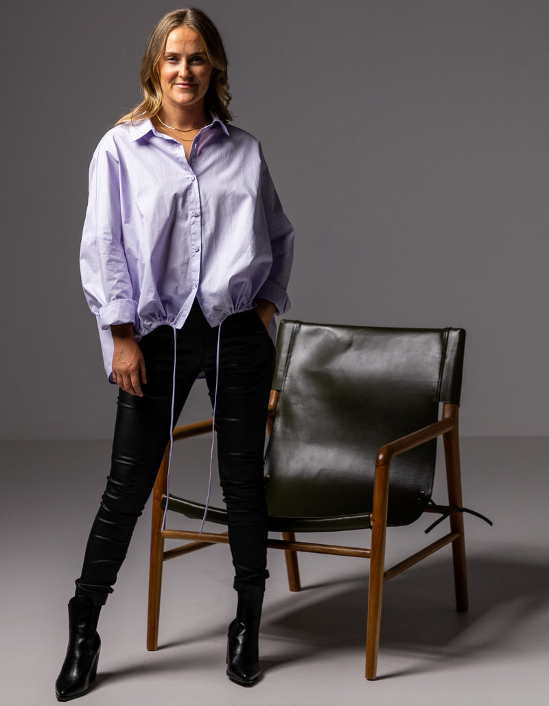 Pippa Lightweight Bomber Jacket with Drawstring in Lilac