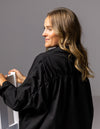 Pippa Lightweight Bomber Jacket with Drawstring in Black