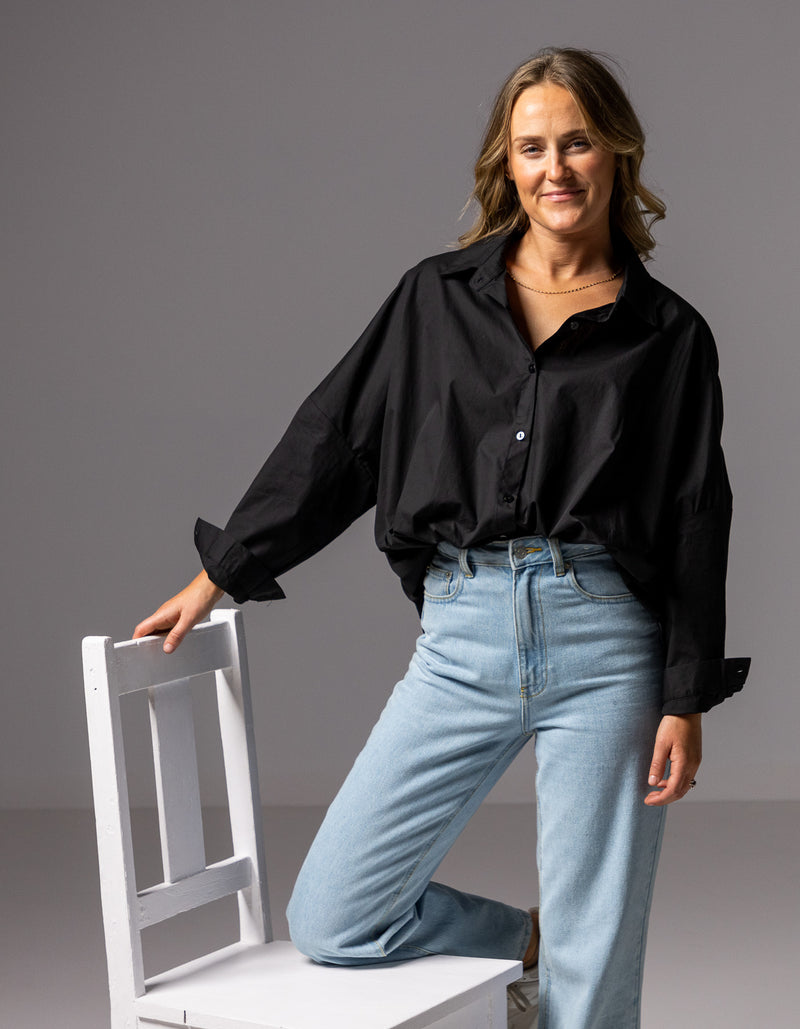 Pippa Lightweight Bomber Jacket with Drawstring in Black