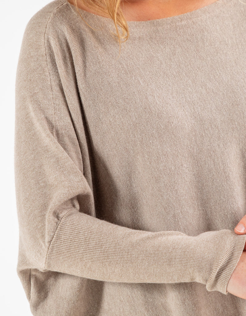 Willow Cotton Knit Jumper in Taupe