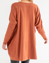Agnes V Neck Oversize Knit Jumper in Rust