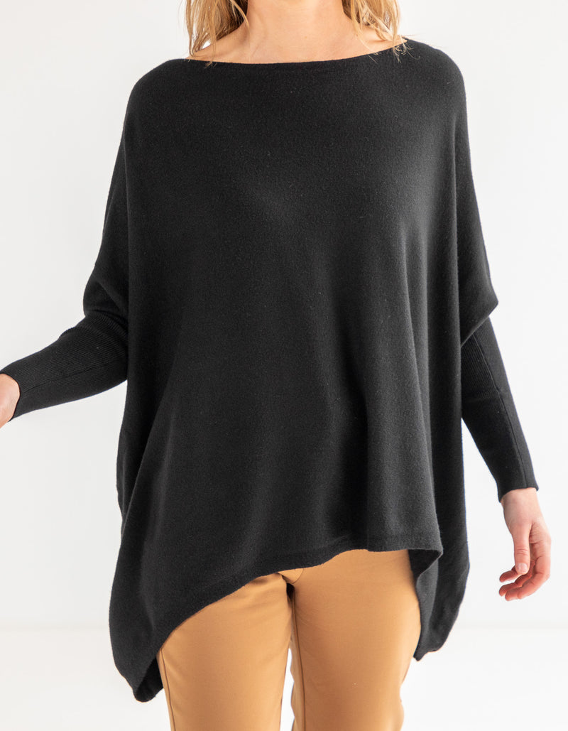 Willow Cotton Knit Jumper in Black