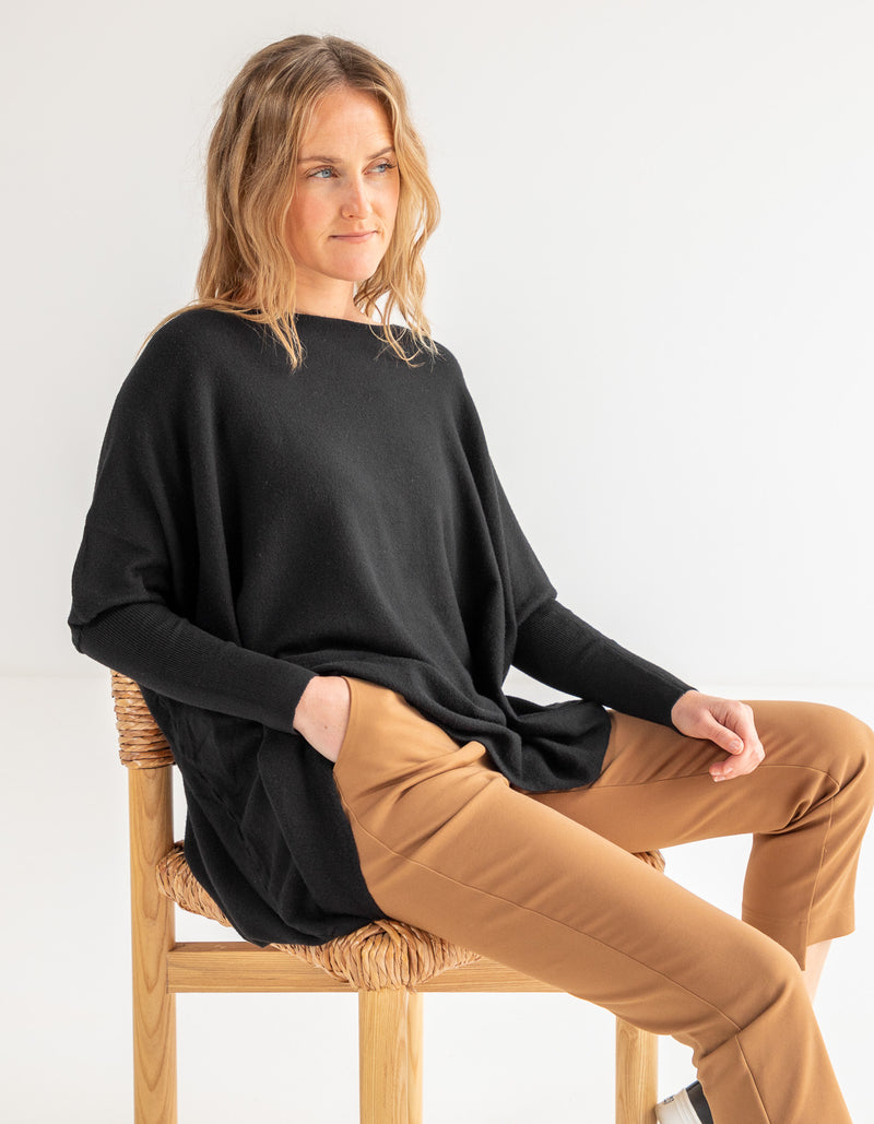 Willow Cotton Knit Jumper in Black