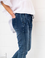 Riley Denim Jogger Pants in Blue Wash