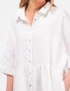 Opal Oversized Button Front Linen Dress in White