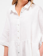 Opal Oversized Button Front Linen Dress in White