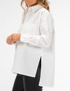 Penny Button Front Cotton Shirt in White