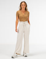 Dana Elastic Waist Linen/Cotton Pants in Beige