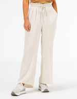 Dana Elastic Waist Linen/Cotton Pants in Beige