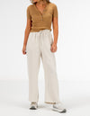 Dana Elastic Waist Linen/Cotton Pants in Beige