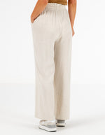 Dana Elastic Waist Linen/Cotton Pants in Beige