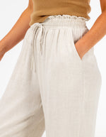 Dana Elastic Waist Linen/Cotton Pants in Beige